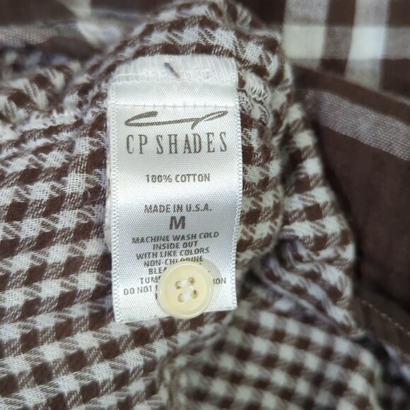 CP Shades Flann Shirt Women's M Brown Plaid Cotton Button Down Made In USA - Picture 9 of 11